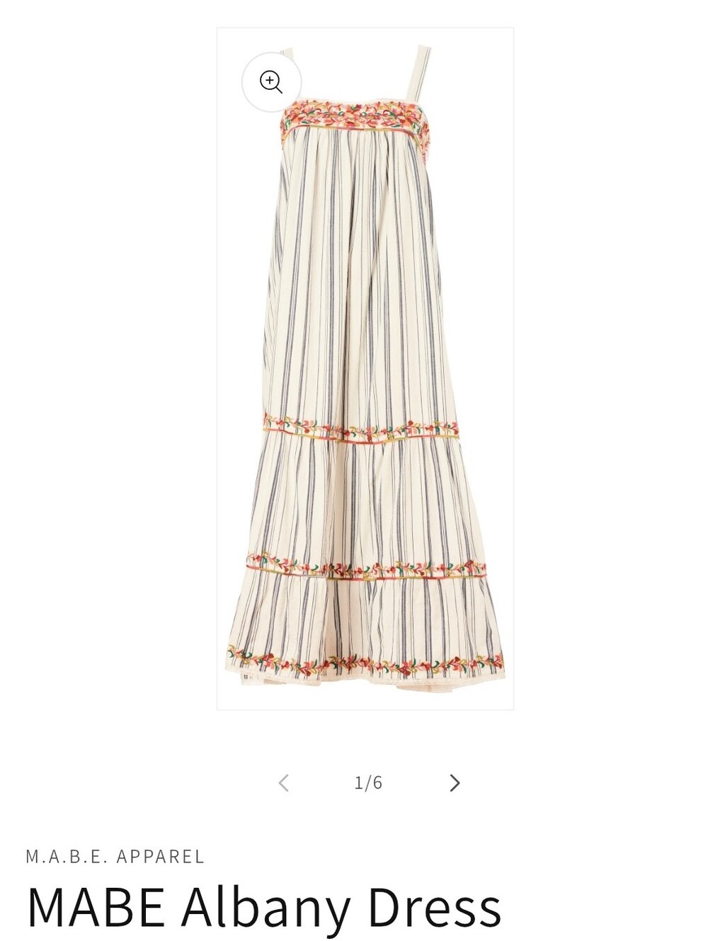 MABE Albany Maxi Dress - Cream Striped with Floral Trim 100% Cotton